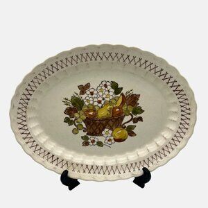 Vintage Metlox Poppytrail Vernon Ware Fruit Basket Oval Serving Platter 13"